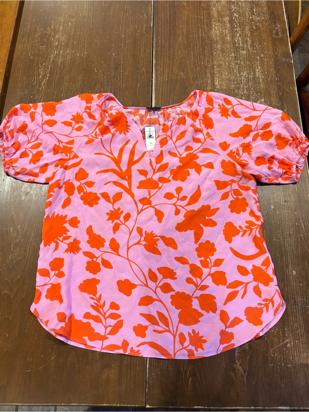 Talbots Pink Top with Orange Floral Print